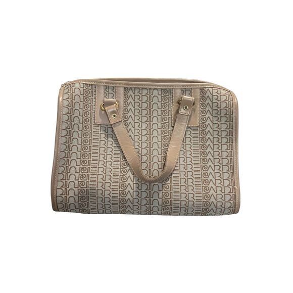 Pierre Cardin Vintage Monogram Satchel Bag Beige Brown Logo Print Tote - Picture 2 of 10